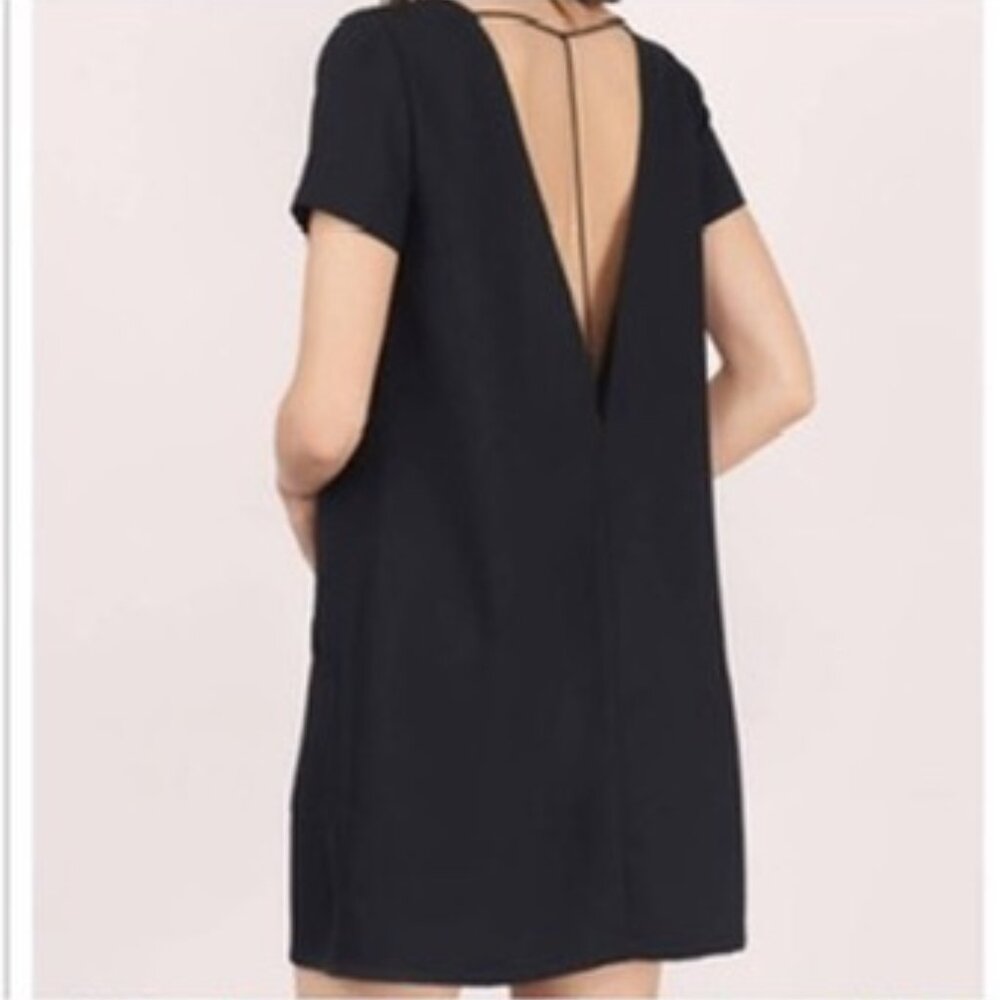 TOBI Black Reform Shift Deep V-Neck Mini Dress, size Medium
